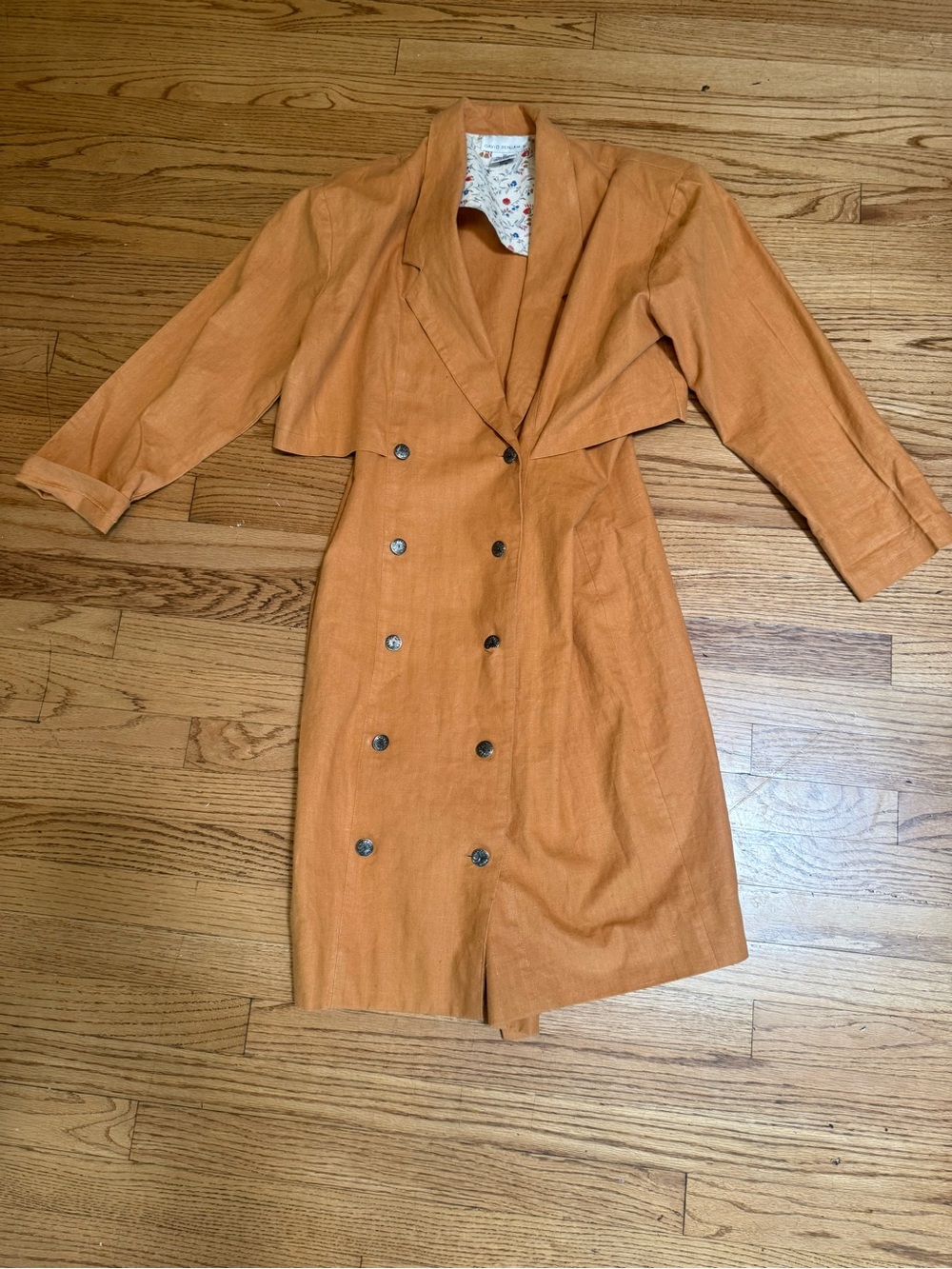 Womens Orange Double-Breasted Lightweight Coat
